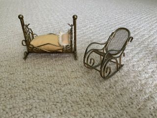 Vintage Dollhouse Miniature Furniture,  World Globe,  Sewing Machine 1:12 Scale 4