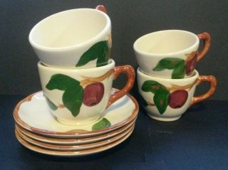 Set Of 4 Vintage Franciscan Apple Tea Or Coffee Cup And Saucers - Usa