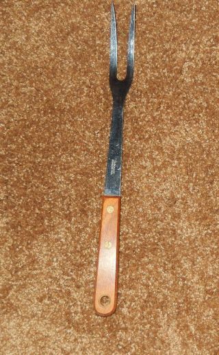 1 Vtg Robinson Stainless Steel Wood Handle Meat Fork