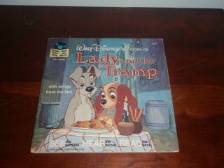 Vtg 1979 Walt Disney Lady And The Tramp Read Along Book & Record 33 1/3 Rpm - A