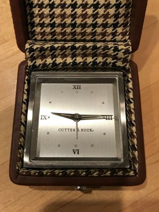 Vintage Cutter & Buck Travel Alarm Clock With Leather Case