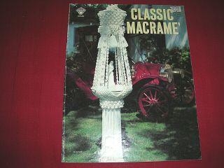 Classic Macrame 1978 Vintage 9 Patterns Lamps Tables Teacups Shelf Birdcage