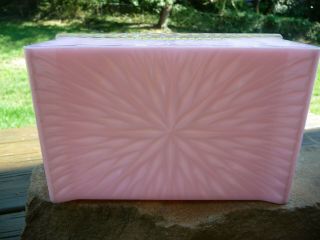 Vintage Pink plastic dresser box with clear lid mid century 5