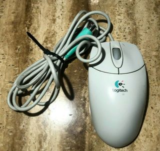 Vintage Logitech Mouse M - Cab48a Wired Serial Connection