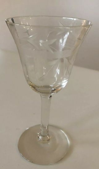 Vintage Etched Stemmed Cordial Glass (1)