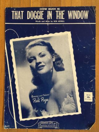Patti Page,  How Much Is That Doggie In The Window,  1952 Vintage Sheet Music