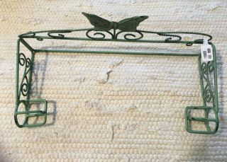 Vintage Anthropology Paper Towel Holder With Butterfly Farmhouse Spring Green