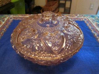 Vintage Pink Depression Glass - Footed Candy Dish W/ Lid
