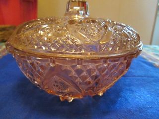 Vintage Pink Depression Glass - Footed Candy Dish w/ Lid 2