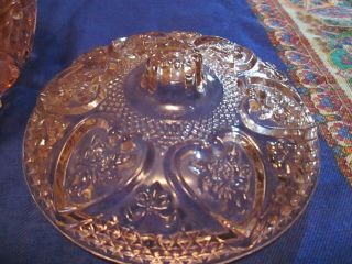 Vintage Pink Depression Glass - Footed Candy Dish w/ Lid 5