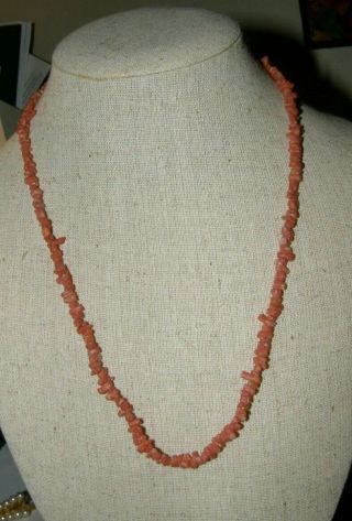 20 " Vintage Coral Stone Necklace With 14k Gf Clasp