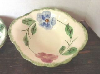 Vtg Hand Painted Blue Ridge Pottery Pair ' NORMA ' Soup Cereal Bowls 3