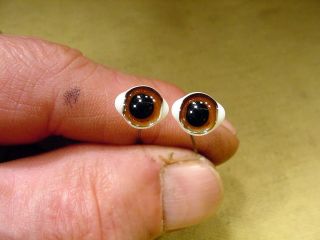 A Pair Vintage Solid Glass Eyes Size 9 Mm Teady Bear Taxidermy Age 1910 Art A17