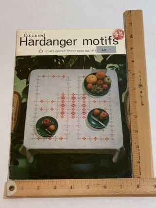 Coloured Hardanger Motifs Coats Sewing Group Book No.  614 Vintage Patterns 1974