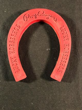 Vintage 1950 Roy Rogers Trigger Red Rubber Lucky Horseshoe