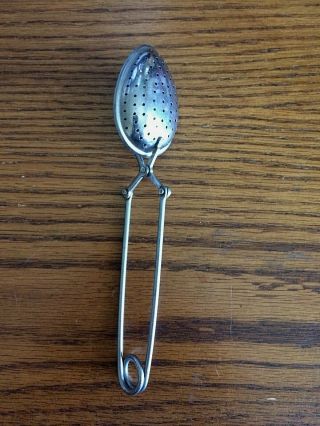 Vintage Tea Infuser Strainer Metal Spoon Spring Action Handle Japan