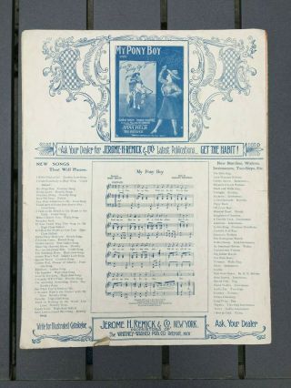 Vintage sheet music I ' m Glad I ' m A Boy Ziegfeld Follies 1909 art nouveau graphic 2