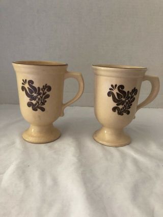 Set Of 2 Vintage Pfaltzgraff Village Footed Pedestal Coffee Mugs Cups