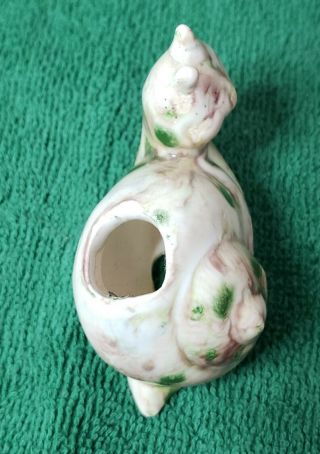 vintage snail crafting macrame bead white & green ceramic plant hanger 70 ' s 3