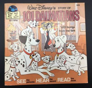 Vintage Walt Disney 101 Dalmatians Book And Record 1982