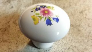 Vtg Pink Blue & Yellow Flowers Porcelain Drawer Pull Knob Handle (18 Available)