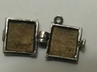 Vintage Sterling Silver Bible Charm Opens With Two Prayers Inside 3