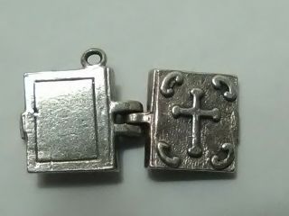 Vintage Sterling Silver Bible Charm Opens With Two Prayers Inside 4