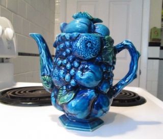 Vintage 1960s Inarco " Mood Indigo " Blue Teapot
