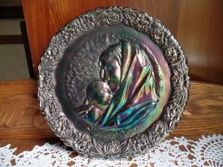Vintage Fenton Glass Collectible Plate - Mother 
