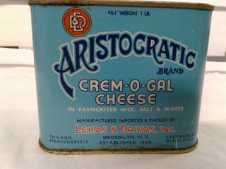 Vintage Aristocratic Crem - O - Gal Cheese Can No Top 1952 1lb Lekas & Drivas Inc