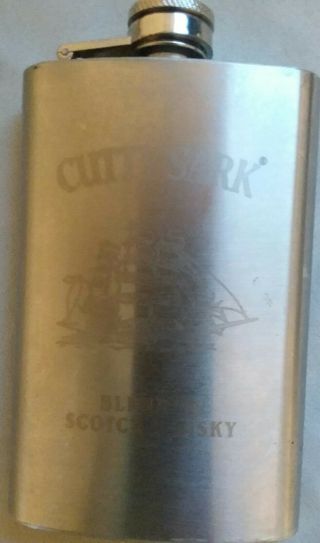 Vintage Cutty Sark Hip Flask,  Stainless Steel 4 Oz.