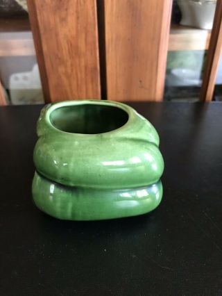 Vintage porcelain green pepper toothpick holder made in the USA 2