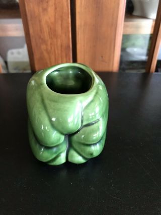 Vintage porcelain green pepper toothpick holder made in the USA 3