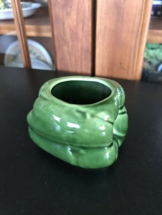 Vintage porcelain green pepper toothpick holder made in the USA 5