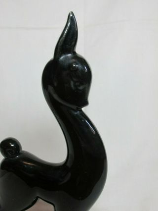 Vintage Black Ceramic Pottery Fawn Deer Sculpture Figurine 12” Tall 2