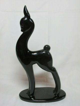 Vintage Black Ceramic Pottery Fawn Deer Sculpture Figurine 12” Tall 4