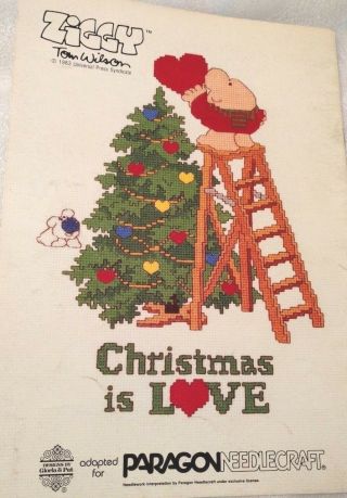 Vintage 1983 ZIGGY Christmas Counted Cross Stitch Pattern Book 11 Designs 2