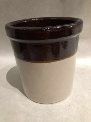 Vintage Roseville Rrp&co Usa Stoneware Crock Brown Over Cream Glaze 1 Quart
