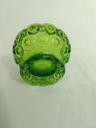Vintage LE Smith Moon and Stars Green Glass Compote Footed Candy Dish 4 1/2 