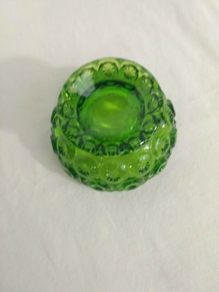 Vintage LE Smith Moon and Stars Green Glass Compote Footed Candy Dish 4 1/2 
