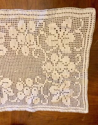 Vintage Crochet Table Runner 32x18” 4