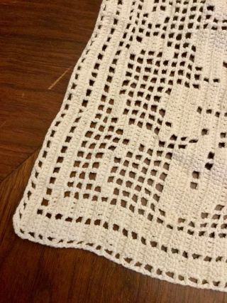 Vintage Crochet Table Runner 32x18” 5