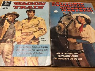 Set Of 2 Romantic Western Comic No 3 1950 Wagon Train No 6 1960 Vintage