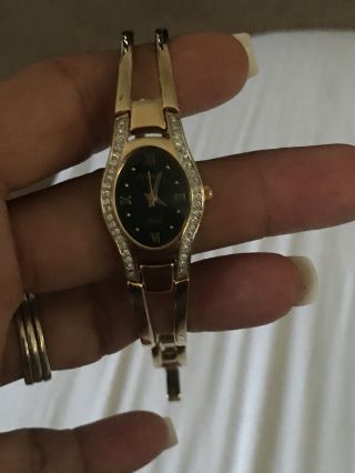 Vintage Armitron Quartz Gold Diamond Face Wrist Watch For Women 