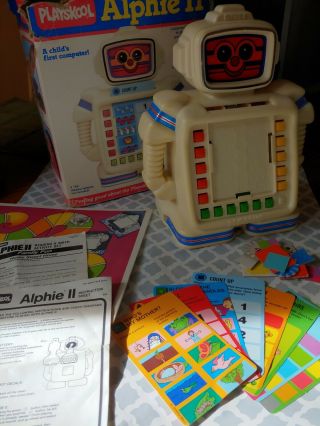 Vintage 1983 Playskool Educational Alphie 2 Robot,  Learning Cards,  Not