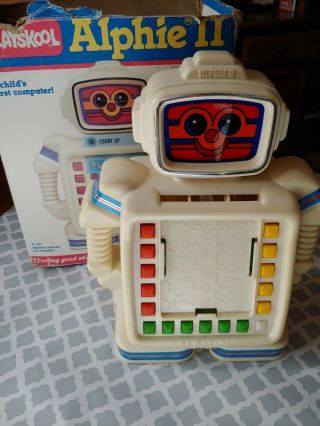 Vintage 1983 playskool educational Alphie 2 Robot,  learning cards,  not 2