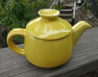 Vintage Small 4 1/2 Inch Frankoma Yellow Teapot,  Red Clay,  1 Cup,  6j