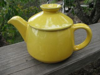 Vintage Small 4 1/2 Inch Frankoma Yellow Teapot,  Red Clay,  1 Cup,  6J 2