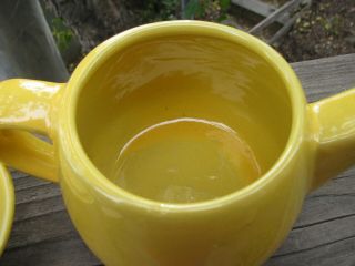 Vintage Small 4 1/2 Inch Frankoma Yellow Teapot,  Red Clay,  1 Cup,  6J 4