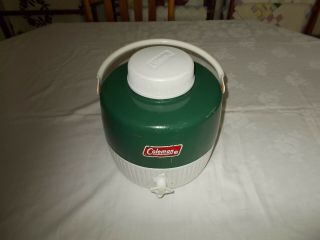 Vintage Coleman 1 Gallon Water Jug Green & White With Pouring Spout